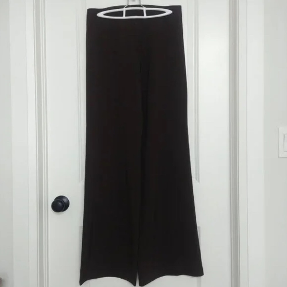 NEW WITH TAGS Ronen Chen Dark Chocolate Brown Wide Leg Trousers Pants Si…